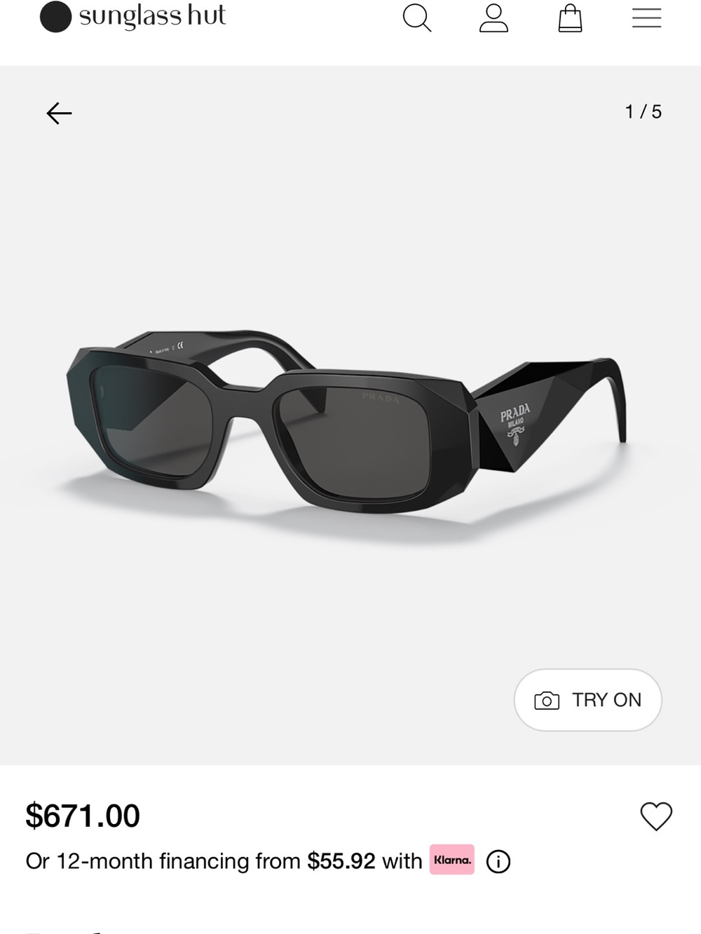 Prada Black Faceted Geometric Sunglasses